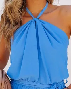 Liora Pocketed Halter Romper - Clean Blue - FINAL SALE -clothes Sales LioraPocketedeHalterRomperCleanBlue117