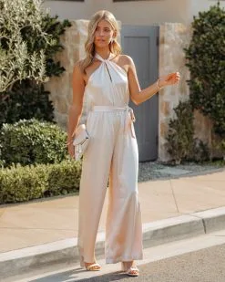 Livorna Satin Halter Jumpsuit - FINAL SALE
