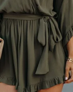 Liya Bell Sleeve Romper - Dark Olive - FINAL SALE -clothes Sales LiyaBellSleeveRomperDarkOlive28