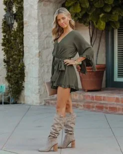 Liya Bell Sleeve Romper - Dark Olive - FINAL SALE -clothes Sales LiyaBellSleeveRomperDarkOlive7