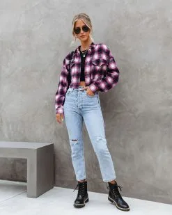 Luke Pocketed Plaid Fringe Jacket - FINAL SALE -clothes Sales Lukepocketedplaidfringebuttondowntop1