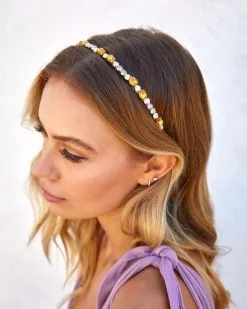 Malia Crystal Embellished Headband - Gold/Multi