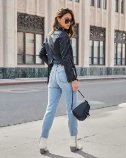 Michelle Faux Leather Biker Jacket - Black - SALE -clothes Sales MichelleFauxLeatherBikerJacket Black 4582