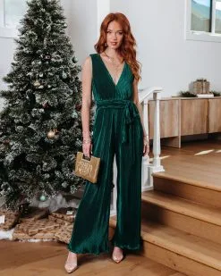 Midnight Love Plisse Jumpsuit - Green - FINAL SALE -clothes Sales Midnightloveplissejumpsuitgreen1