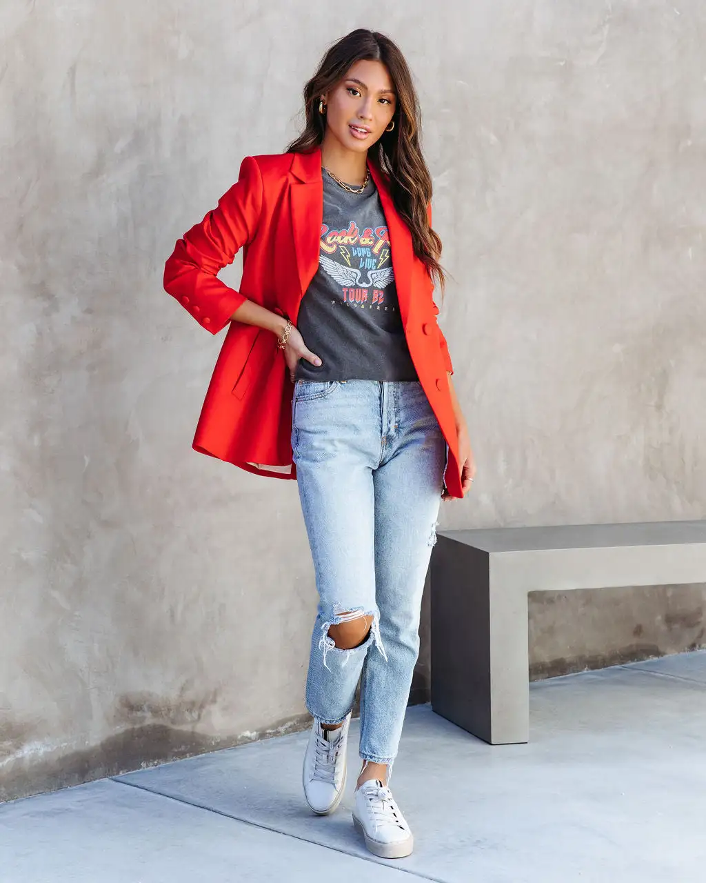 Miss Independent Double Breasted Pocketed Blazer - Red - FINAL SALE 3 Miss Independent Double Breasted Pocketed Blazer - Red - FINAL SALE - Image 3