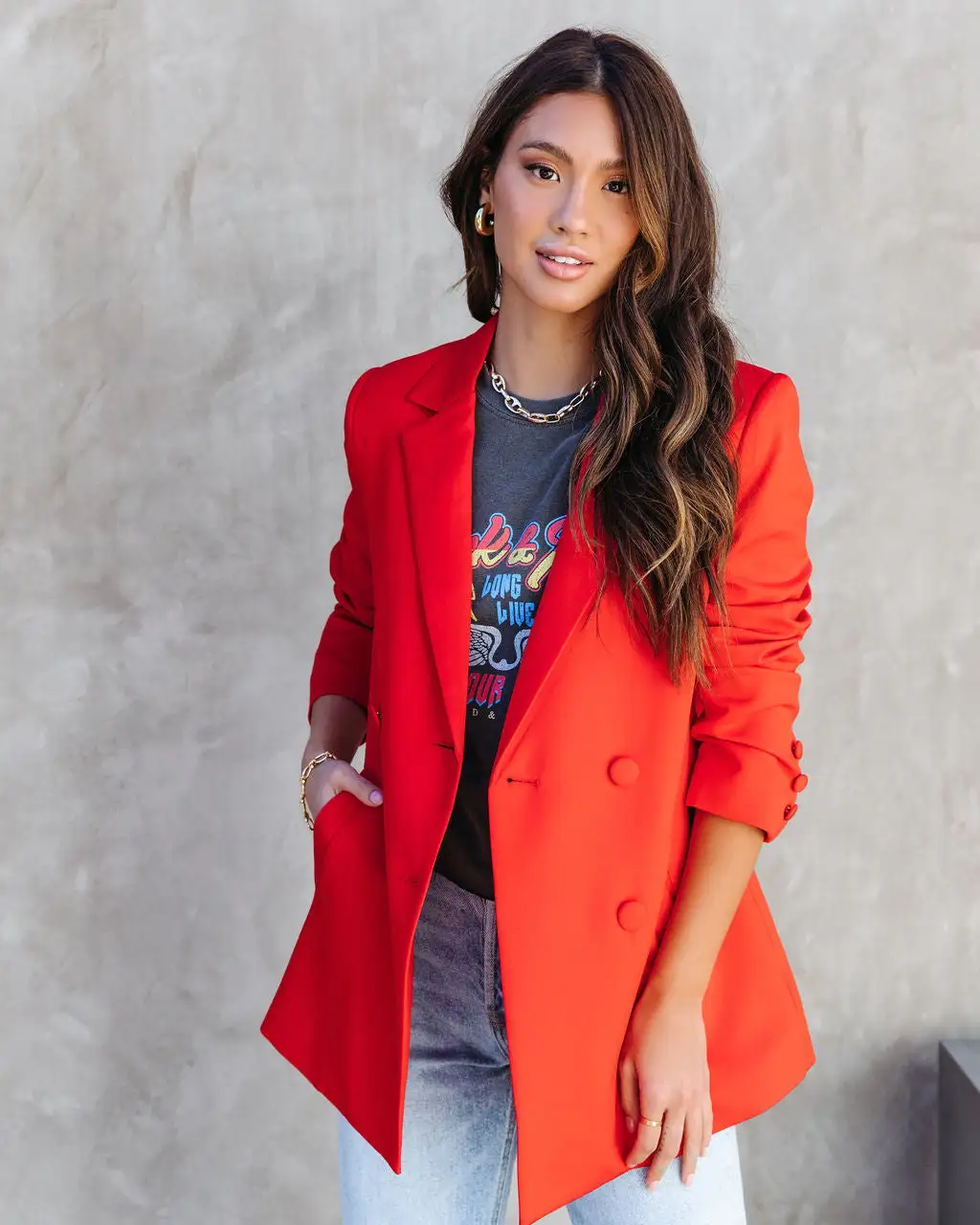 Miss Independent Double Breasted Pocketed Blazer - Red - FINAL SALE 7 Miss Independent Double Breasted Pocketed Blazer - Red - FINAL SALE - Image 7