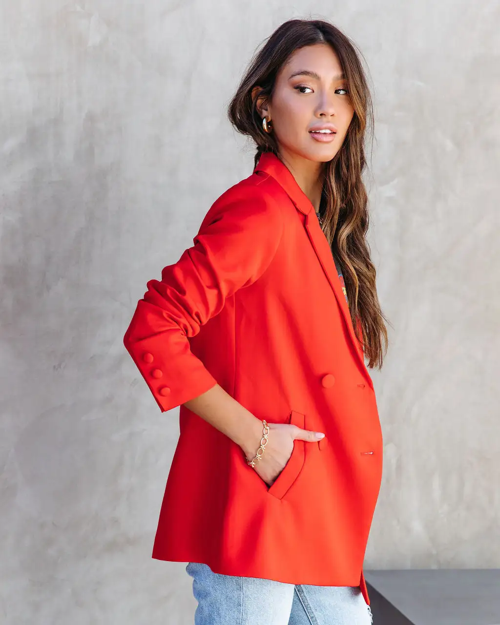 Miss Independent Double Breasted Pocketed Blazer - Red - FINAL SALE 5 Miss Independent Double Breasted Pocketed Blazer - Red - FINAL SALE - Image 5