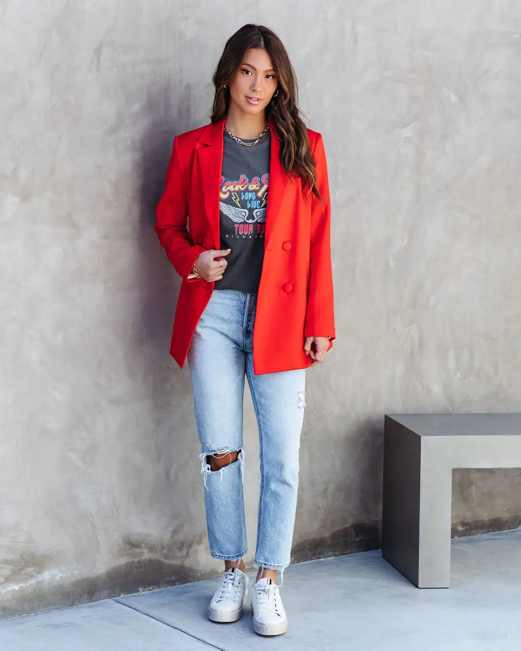 Miss Independent Double Breasted Pocketed Blazer - Red - FINAL SALE 1 Miss Independent Double Breasted Pocketed Blazer - Red - FINAL SALE