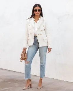 Monte Carlo Tweed Pocketed Blazer - Ivory - FINAL SALE -clothes Sales MonteCarloTweedPocketedBlazer Ivory1