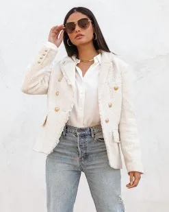 Monte Carlo Tweed Pocketed Blazer - Ivory - FINAL SALE -clothes Sales MonteCarloTweedPocketedBlazer Ivory97