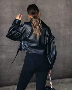 Edgy Femme Faux Leather Ruffle Biker Jacket - Black - FINAL SALE -clothes Sales Myproject 1 2022 11 25T100558.985