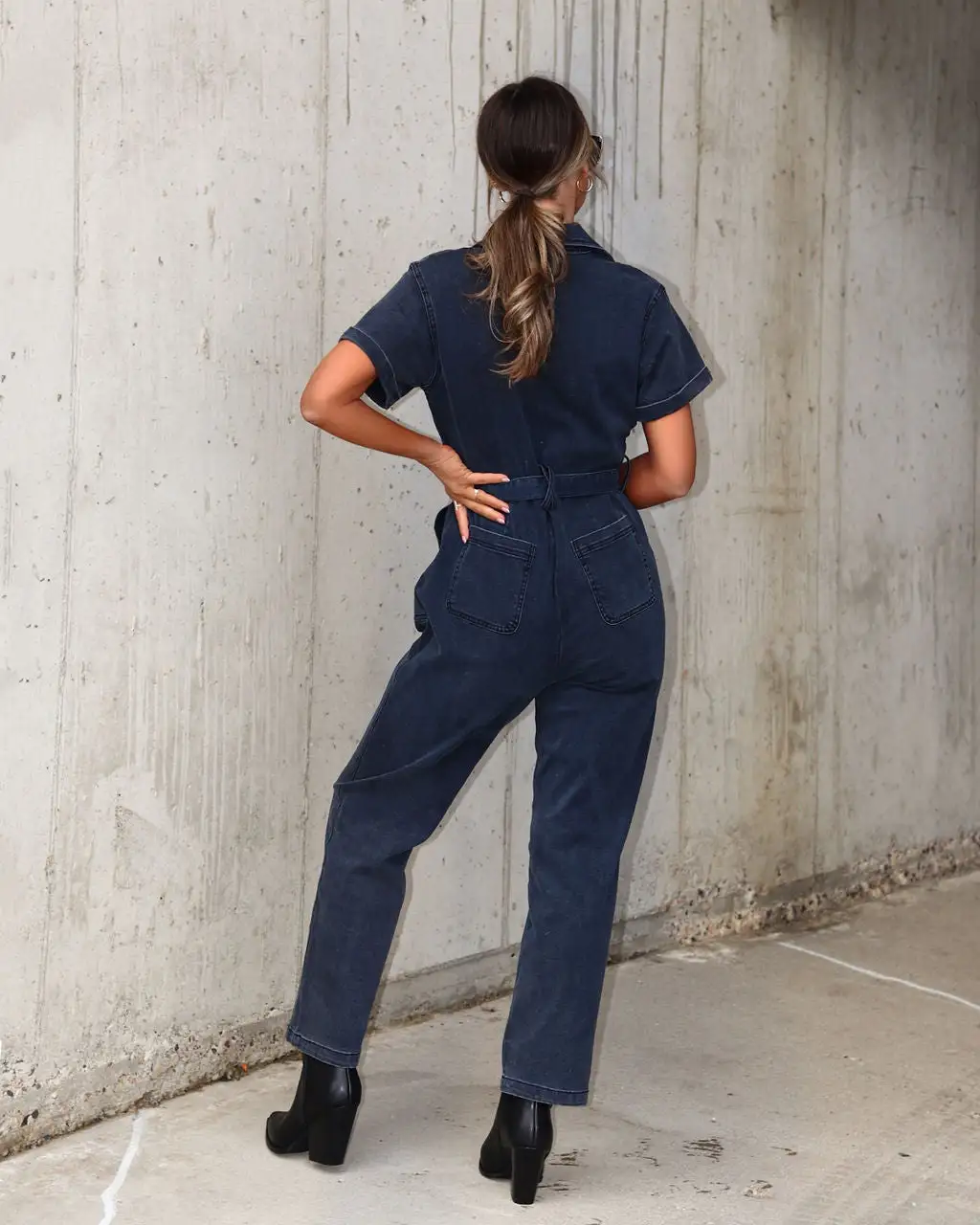 Nevada Cotton Blend Pocketed Jumpsuit - Faded Black - FINAL SALE 4 Nevada Cotton Blend Pocketed Jumpsuit - Faded Black - FINAL SALE - Image 4