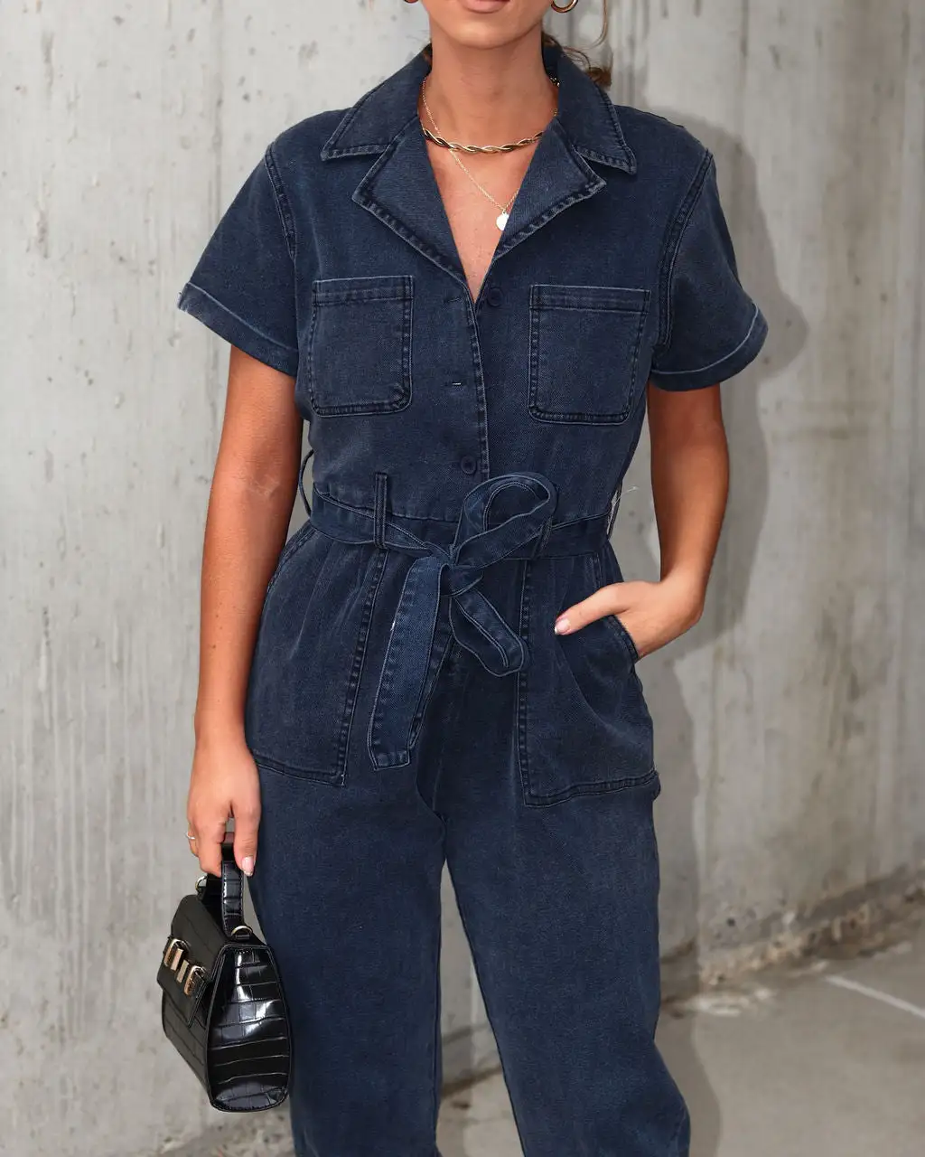 Nevada Cotton Blend Pocketed Jumpsuit - Faded Black - FINAL SALE 2 Nevada Cotton Blend Pocketed Jumpsuit - Faded Black - FINAL SALE - Image 2