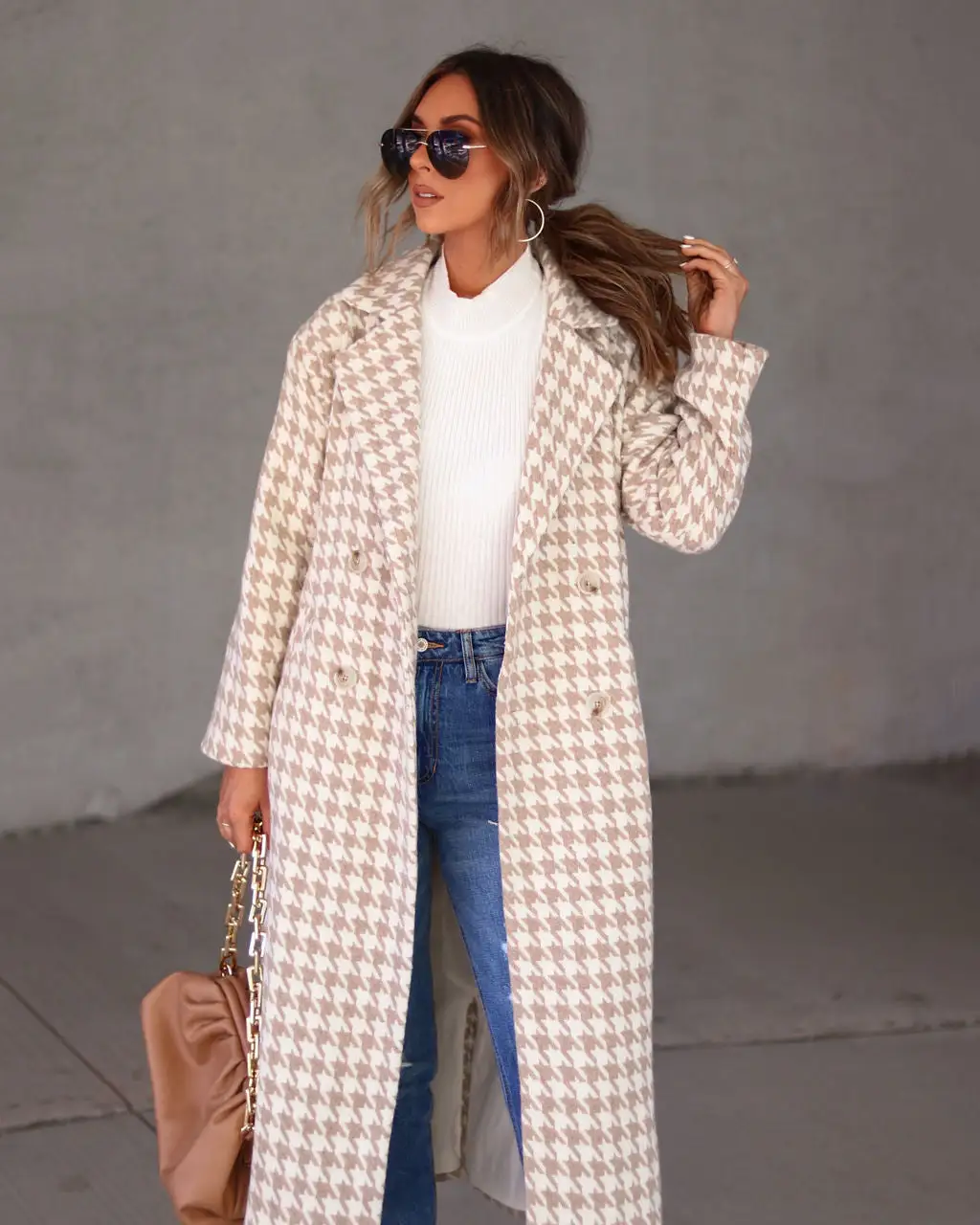Camille Houndstooth Pocketed Coat - SALE 3 Camille Houndstooth Pocketed Coat - SALE - Image 3
