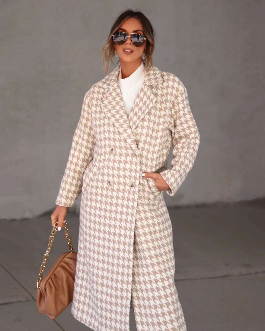 Camille Houndstooth Pocketed Coat - SALE 6 Camille Houndstooth Pocketed Coat - SALE - Image 6