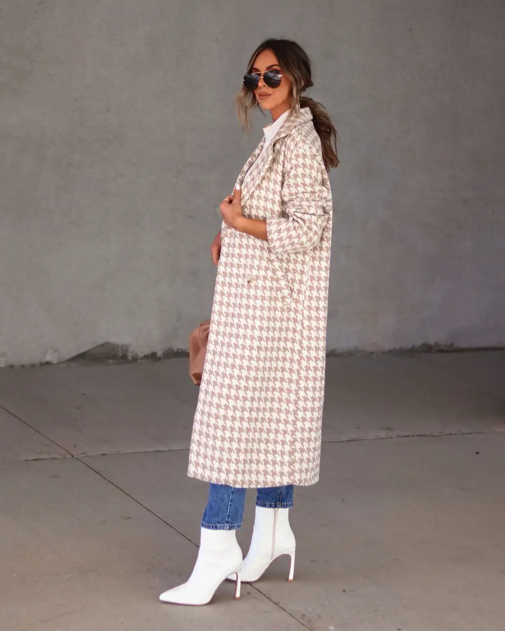 Camille Houndstooth Pocketed Coat - SALE 5 Camille Houndstooth Pocketed Coat - SALE - Image 5