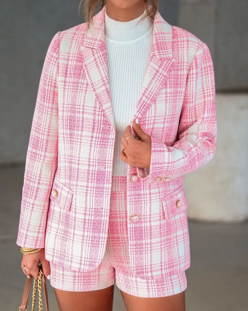 Genevieve Plaid Pocketed Blazer - SALE 2 Genevieve Plaid Pocketed Blazer - SALE - Image 2