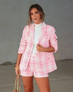 Genevieve Plaid Pocketed Blazer - SALE