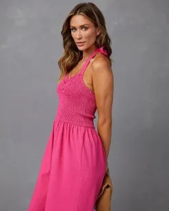 Dovie Smocked Halter Jumpsuit - Pink -clothes Sales NP41213 PINK 16743