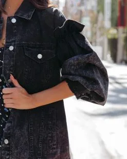 Nayla Pocketed Acid Wash Denim Jacket - Black - FINAL SALE -clothes Sales NaylaPcoektedAcidWashDenimJacketBlack10