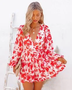 No Matter What Floral Pleated Romper - FINAL SALE -clothes Sales NoMatterWhatFloralPleatedRomper100