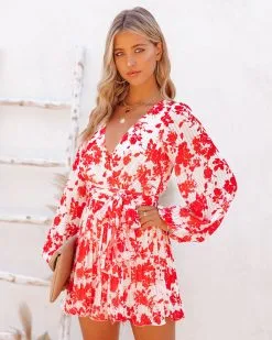 No Matter What Floral Pleated Romper - FINAL SALE -clothes Sales NoMatterWhatFloralPleatedRomper78