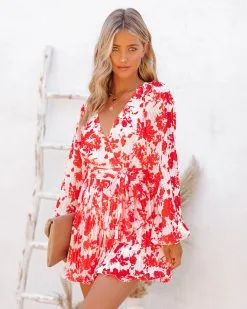 No Matter What Floral Pleated Romper - FINAL SALE -clothes Sales NoMatterWhatFloralPleatedRomper96