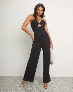 Norielle Tencel Cutout Jumpsuit - Black -clothes Sales Noriellatencelcutoutjumpsuitblack1