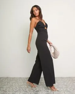 Norielle Tencel Cutout Jumpsuit - Black -clothes Sales Noriellatencelcutoutjumpsuitblack21