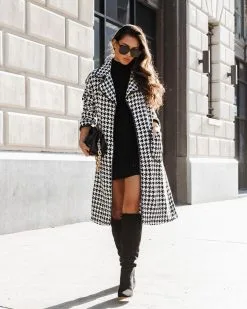 Normandy Houndstooth Pocketed Coat - FINAL SALE