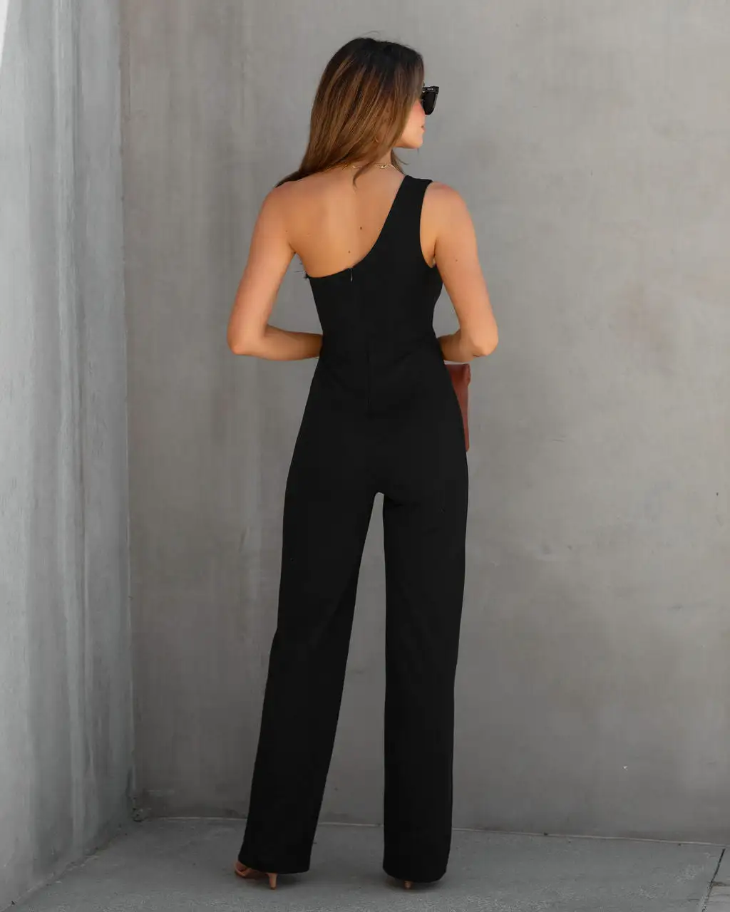 Not Sorry One Shoulder Jumpsuit - Black - FINAL SALE 2 Not Sorry One Shoulder Jumpsuit - Black - FINAL SALE - Image 2