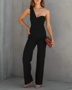 Not Sorry One Shoulder Jumpsuit - Black - FINAL SALE 11 Not Sorry One Shoulder Jumpsuit - Black - FINAL SALE -clothes Sales NotSorryOneShoulderWideLegJumpsuitBlack4