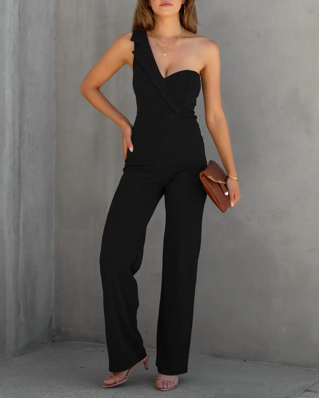 Not Sorry One Shoulder Jumpsuit - Black - FINAL SALE 3 Not Sorry One Shoulder Jumpsuit - Black - FINAL SALE - Image 3