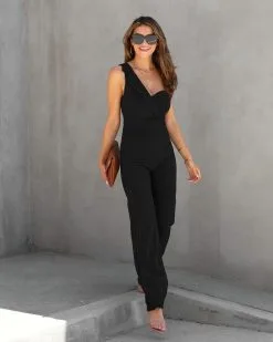 Not Sorry One Shoulder Jumpsuit - Black - FINAL SALE 13 Not Sorry One Shoulder Jumpsuit - Black - FINAL SALE -clothes Sales NotSorryOneShoulderWideLegJumpsuitBlack73
