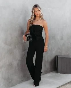 Off To The Opera Strapless Jumpsuit - Black - FINAL SALE