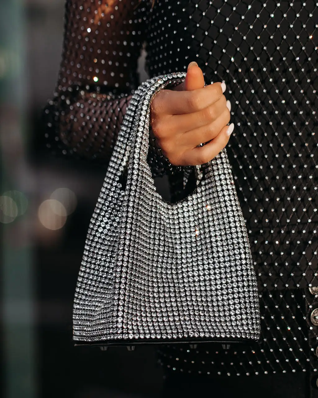 Own The Night Rhinestone Bag - Silver - LAST CHANCE 1 Own The Night Rhinestone Bag - Silver - LAST CHANCE