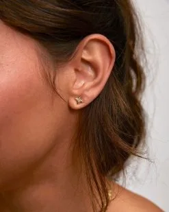 Pandora Rhinestone Stud Earrings - Gold