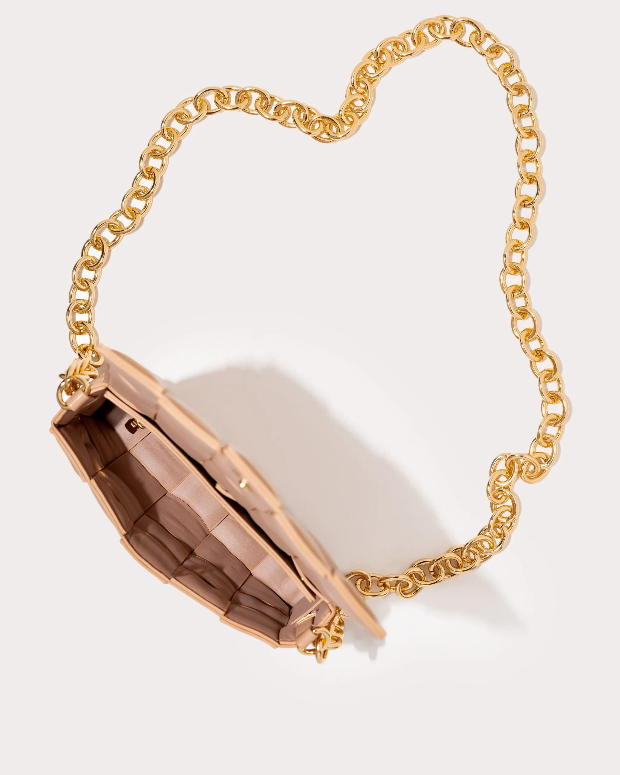 Polish Padded Woven Chain Handbag - Nude 3 Polish Padded Woven Chain Handbag - Nude - Image 3