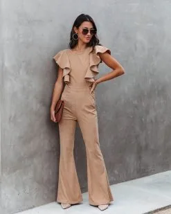 Queen Of The Patch Corduroy Ruffle Cutout Jumpsuit - Taupe - FINAL SALE 15 Queen Of The Patch Corduroy Ruffle Cutout Jumpsuit - Taupe - FINAL SALE -clothes Sales QueenOfThePatchCorduroyRuffleCutoutJumpsuitTaupe48