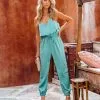 Quince Pocketed Satin Utility Jumpsuit - Mineral Blue - FINAL SALE