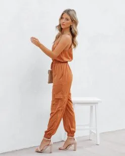 Quince Pocketed Satin Utility Jumpsuit - Rust - FINAL SALE 16 Quince Pocketed Satin Utility Jumpsuit - Rust - FINAL SALE -clothes Sales QuincePocketedSatinUtilityJumpsuitRust16