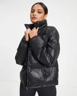 Raza Pocketed Faux Leather Puffer Jacket - Black - FINAL SALE 11 Raza Pocketed Faux Leather Puffer Jacket - Black - FINAL SALE -clothes Sales Raza Pocketed Faux Leather Puffer Jacket Black 1680
