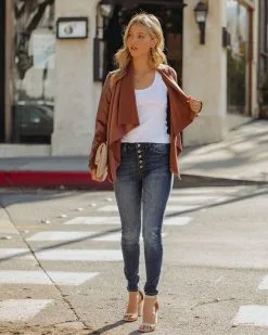 Regina Drape Knit Faux Leather Jacket - Brown - FINAL SALE 17 Regina Drape Knit Faux Leather Jacket - Brown - FINAL SALE -clothes Sales ReginaDrapeKnitFauxLeatherJacketBrown148