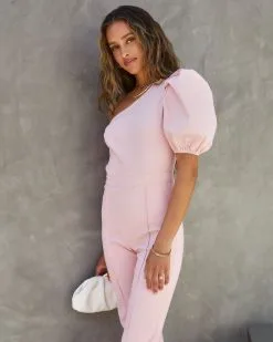Robynn Cotton One Shoulder Flare Jumpsuit - Pink -clothes Sales RobynnCottonOneShoulderFlareJumpsuit Pink21