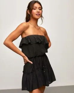 Sandy Afternoons Strapless Romper - Black