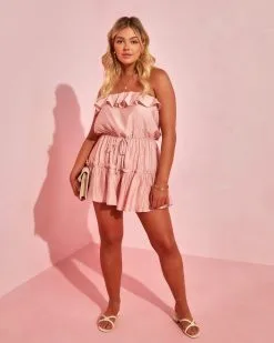 Sandy Afternoons Strapless Romper - Pink -clothes Sales SandyAfternoonsStraplessRomper Pink01 PAG