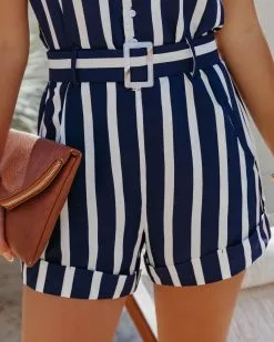 Set Sail Pocketed Belted Romper - FINAL SALE -clothes Sales SetSailPocketedBeltedRomper53