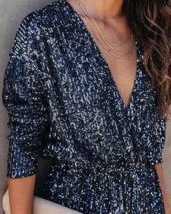 Shine Bright Sequin Romper - Navy - FINAL SALE -clothes Sales ShineBrightSequinRomperNavy41