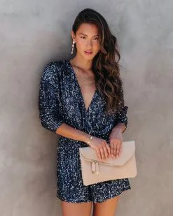 Shine Bright Sequin Romper - Navy - FINAL SALE -clothes Sales ShineBrightSequinRomperNavy58