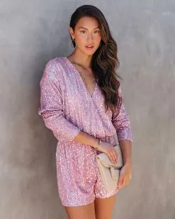 Shine Bright Sequin Romper - Pink - FINAL SALE